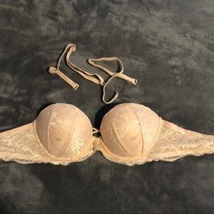 NWOT pink lace strapless bra